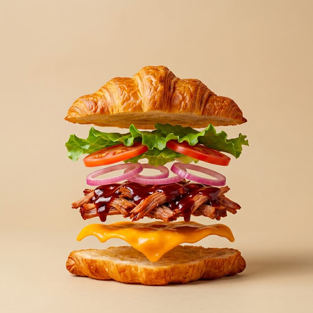 Plucinātās cūkas kruasāns